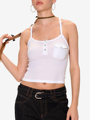 Plain Crewneck Button Up Tank Top