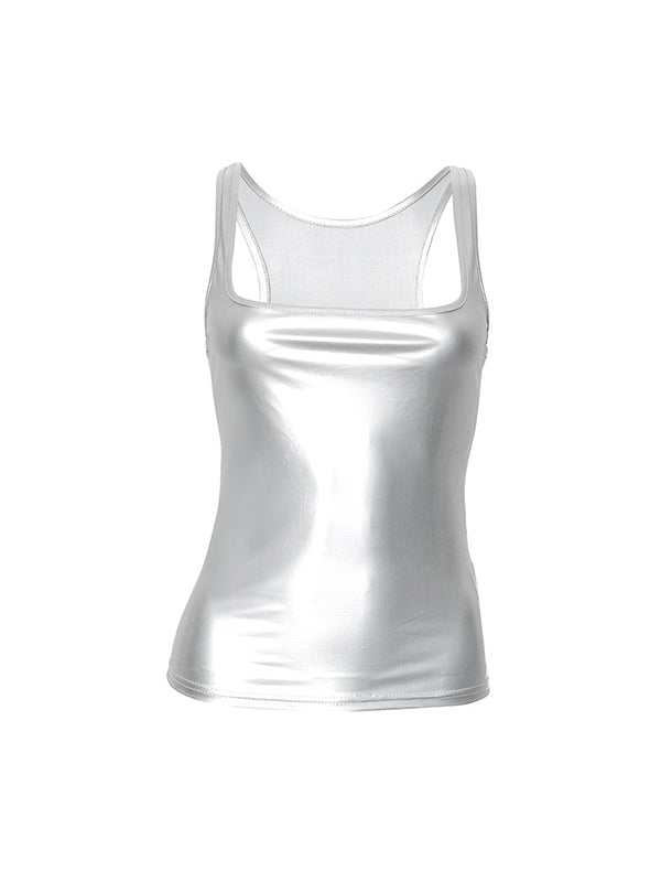 Plain Square Neck Casual Tank Top