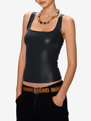 Plain Square Neck Casual Tank Top
