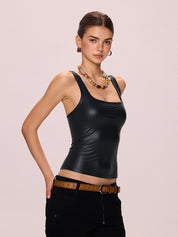 Plain Square Neck Casual Tank Top