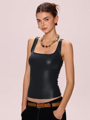 Plain Square Neck Casual Tank Top