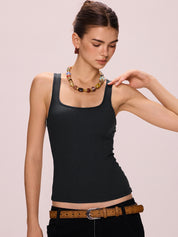 Plain Square Neck Casual Tank Top