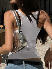 Plain Square Neck Casual Tank Top
