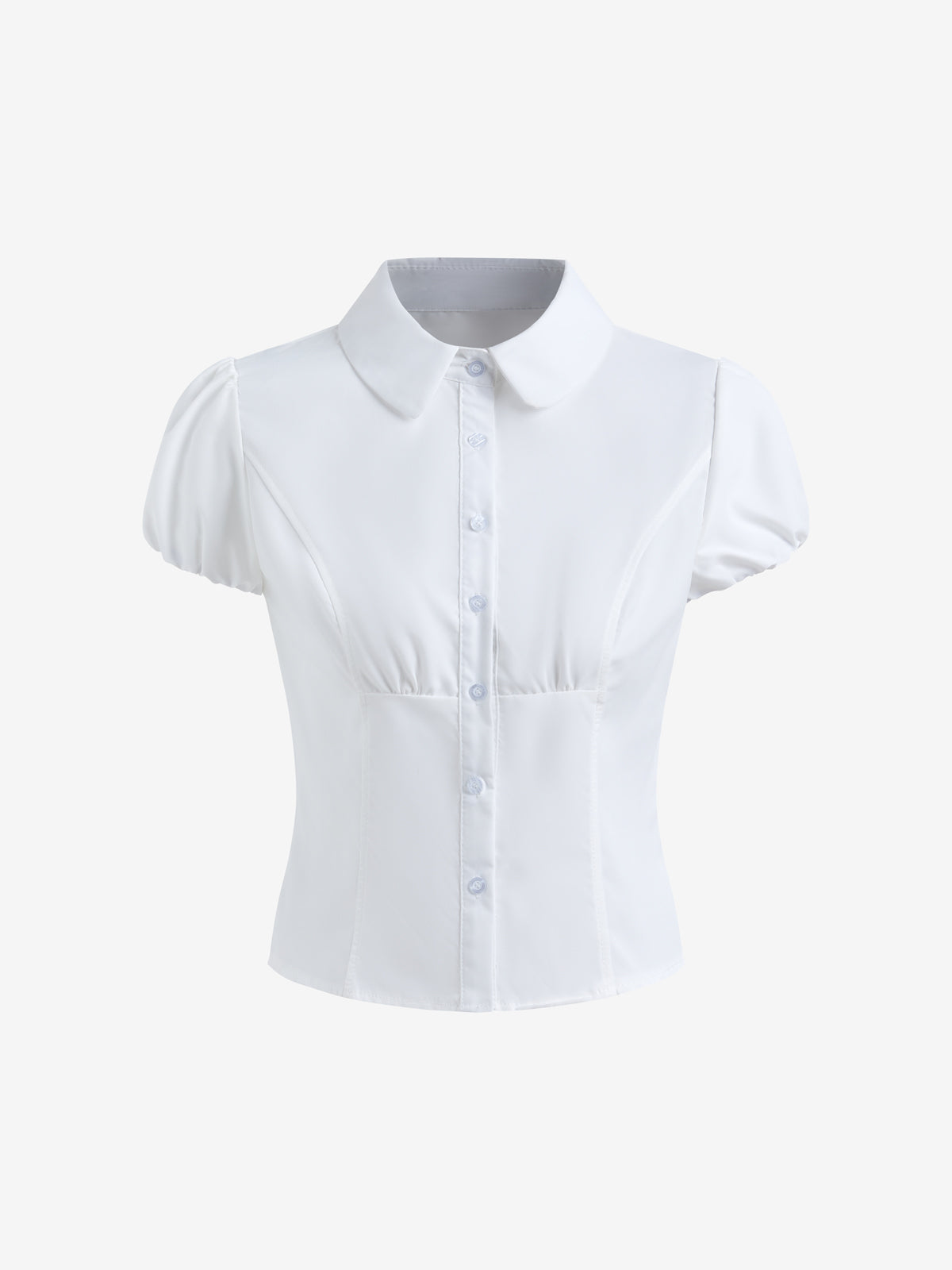 White Slim Waist Short Sleeves Shirts