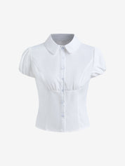 White Slim Waist Short Sleeves Shirts