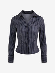 Vintage Stripe Slim Fit Long Sleeves Shirts