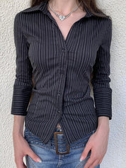Vintage Stripe Slim Fit Long Sleeves Shirts