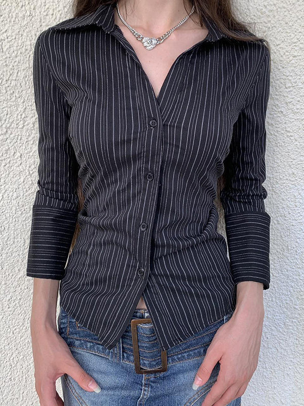 Vintage Stripe Slim Fit Long Sleeves Shirts