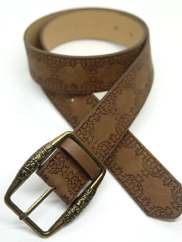 Retro Distressed Embossed Ethnic Belt