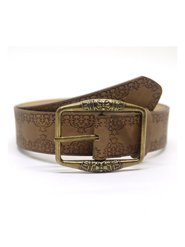 Retro Distressed Embossed Ethnic Belt