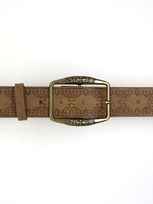 Retro Distressed Embossed Ethnic Belt