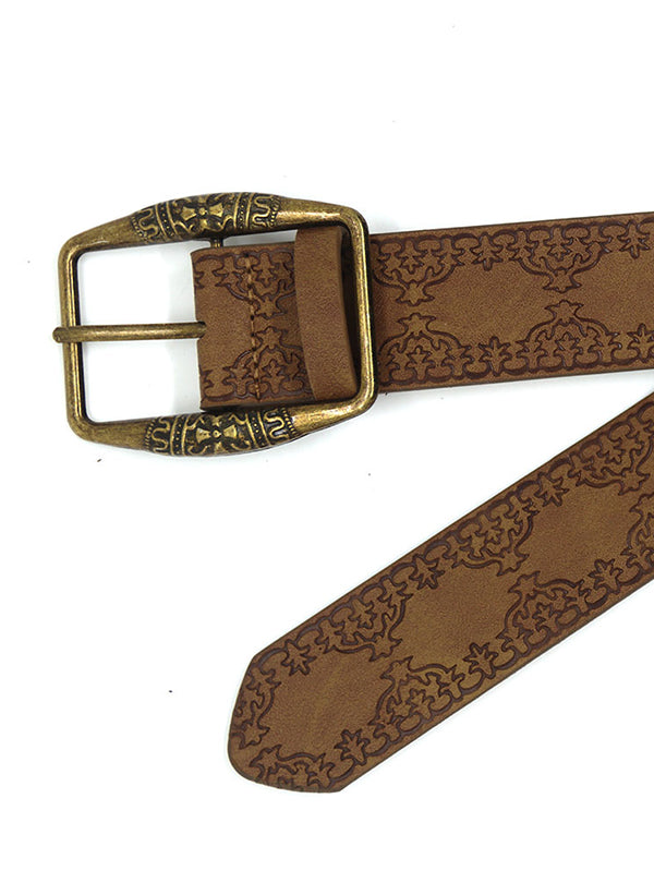 Retro Distressed Embossed Ethnic Belt