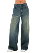 Vintage Streetwear High Waist Boyfriend Wide Leg Denim Pants