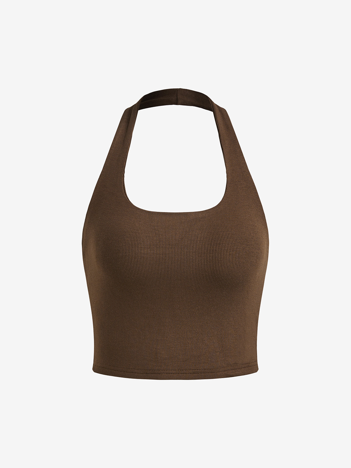 Halter Neck Rib Crop Tank Top