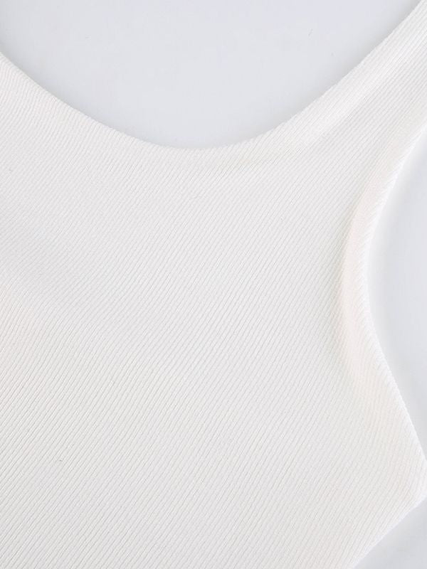 Halter Neck Rib Crop Tank Top