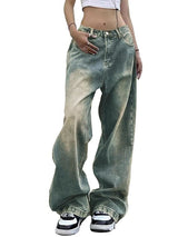 Mid Waist Baggy Wide Leg Denim Pants