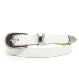 Y2K Black Oval D Ring Star Silver Buckle Belt