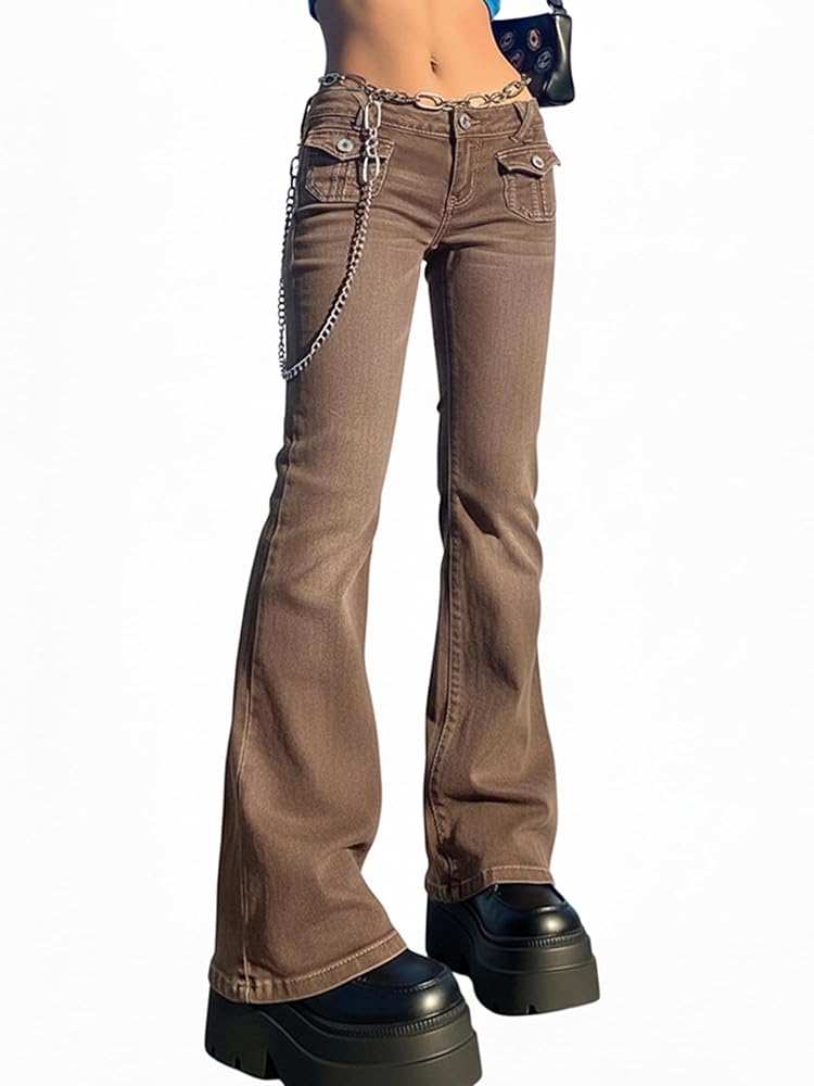 Y2K Embroidered Mid Rise Vintage Flare Denim Pants