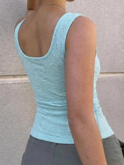 Deep V Neck Sleeveless Crop Tank Top