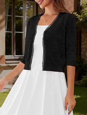 Short Sleeve Button Down Lightweight Cropped Shrug Cardigan