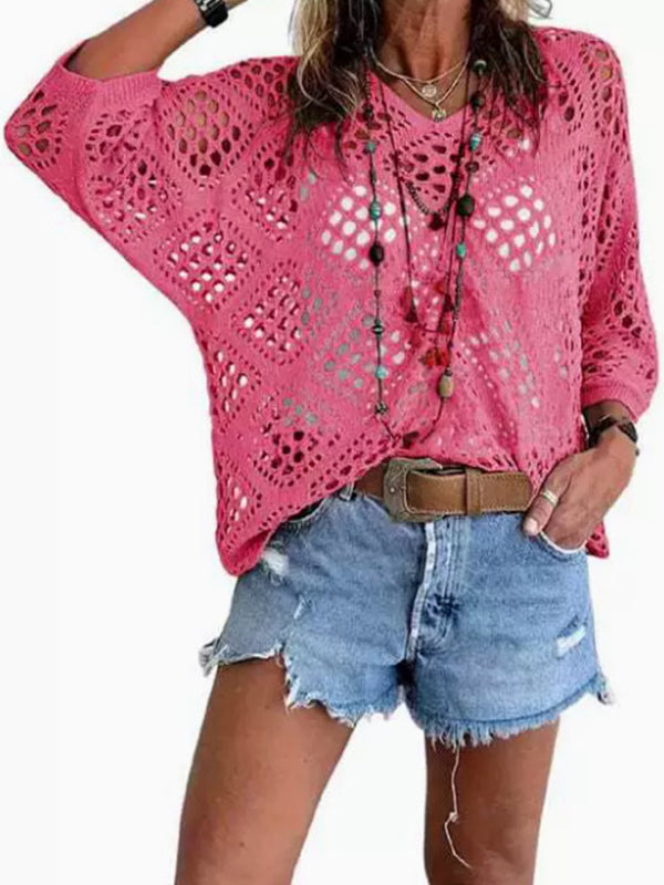 Women's Crochet Top with V-Neck