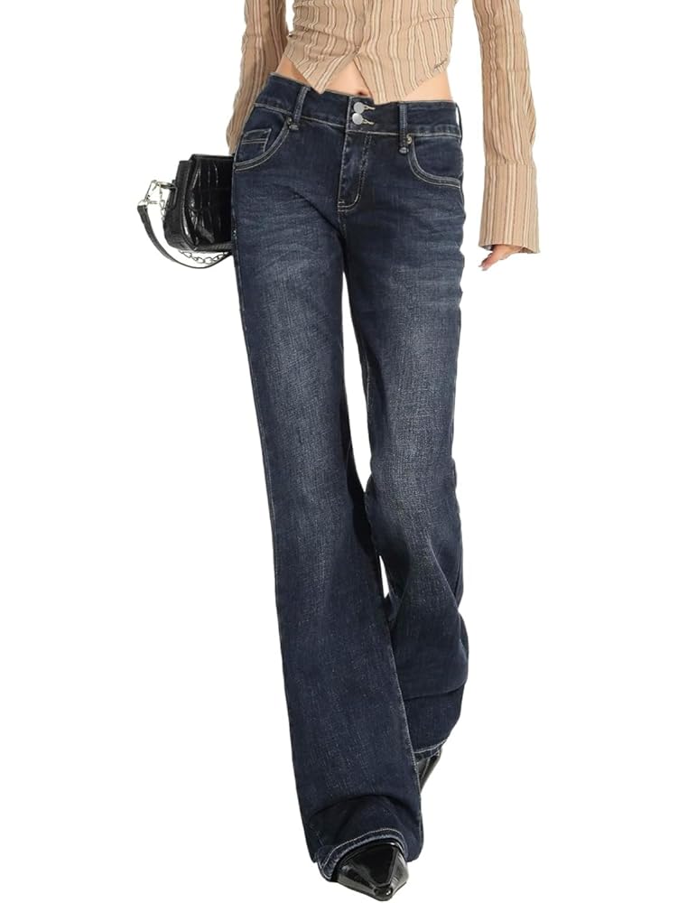 Mid Low Rise Stretch Bootcut Flare Denim Pants