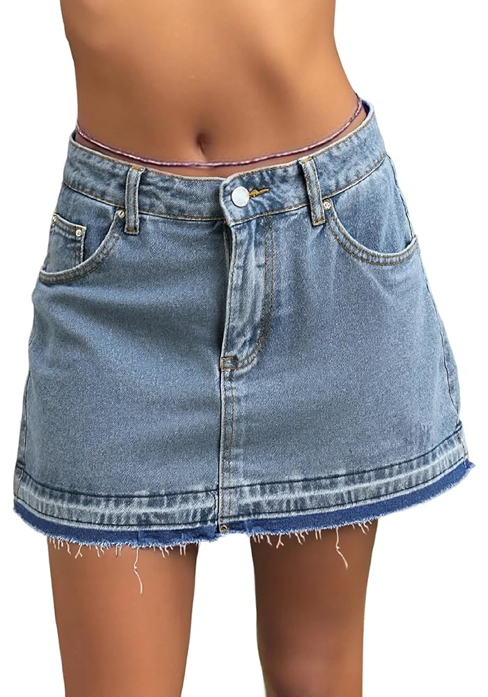 Mid Rise Summer Denim Mini Skirt