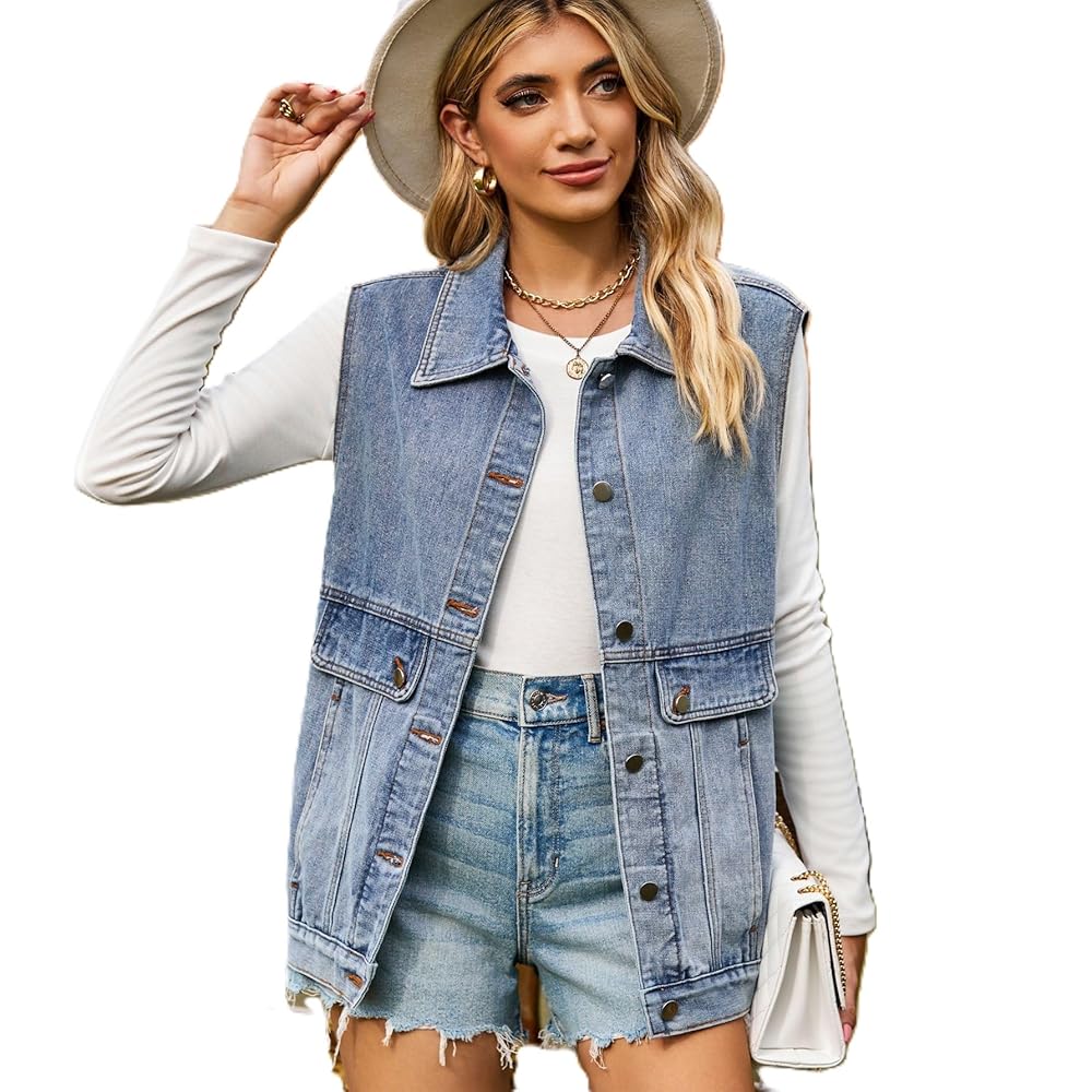 Vintage Y2K Baggy Pocket Sleeveless Denim Vest