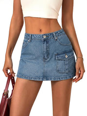 Mid Rise Summer Denim Mini Skirt