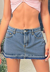 Mid Rise Summer Denim Mini Skirt