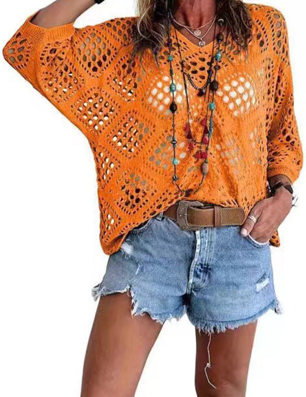 Women's Crochet Top with V-Neck