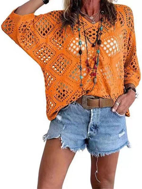 Women's Crochet Top with V-Neck