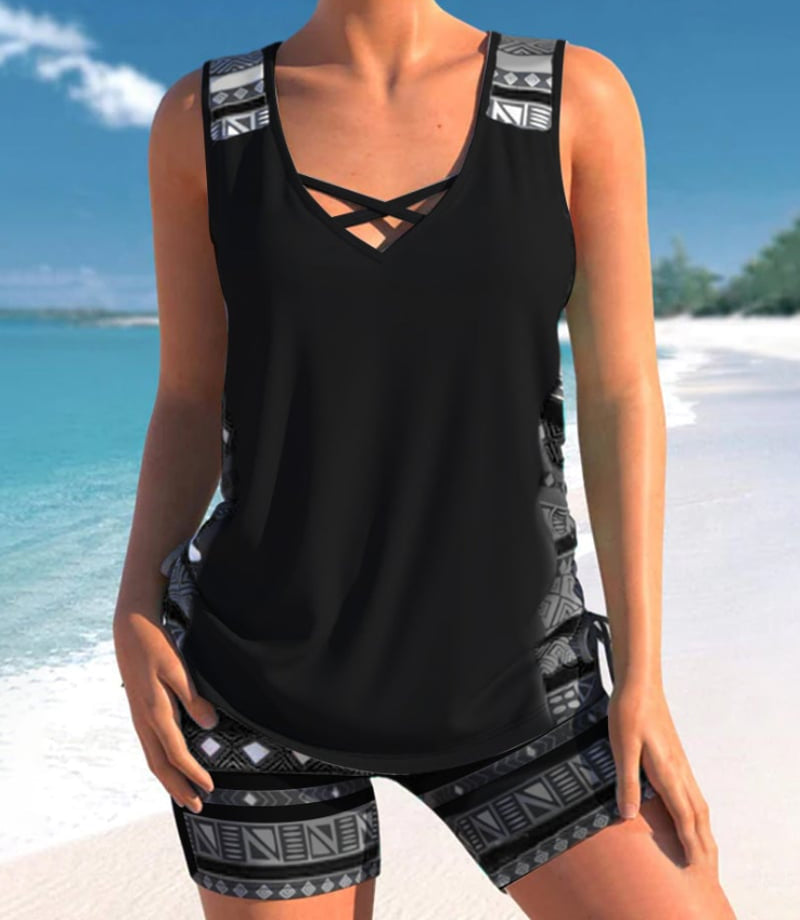 Tankini Swimsuit Set with Adjustable Sides