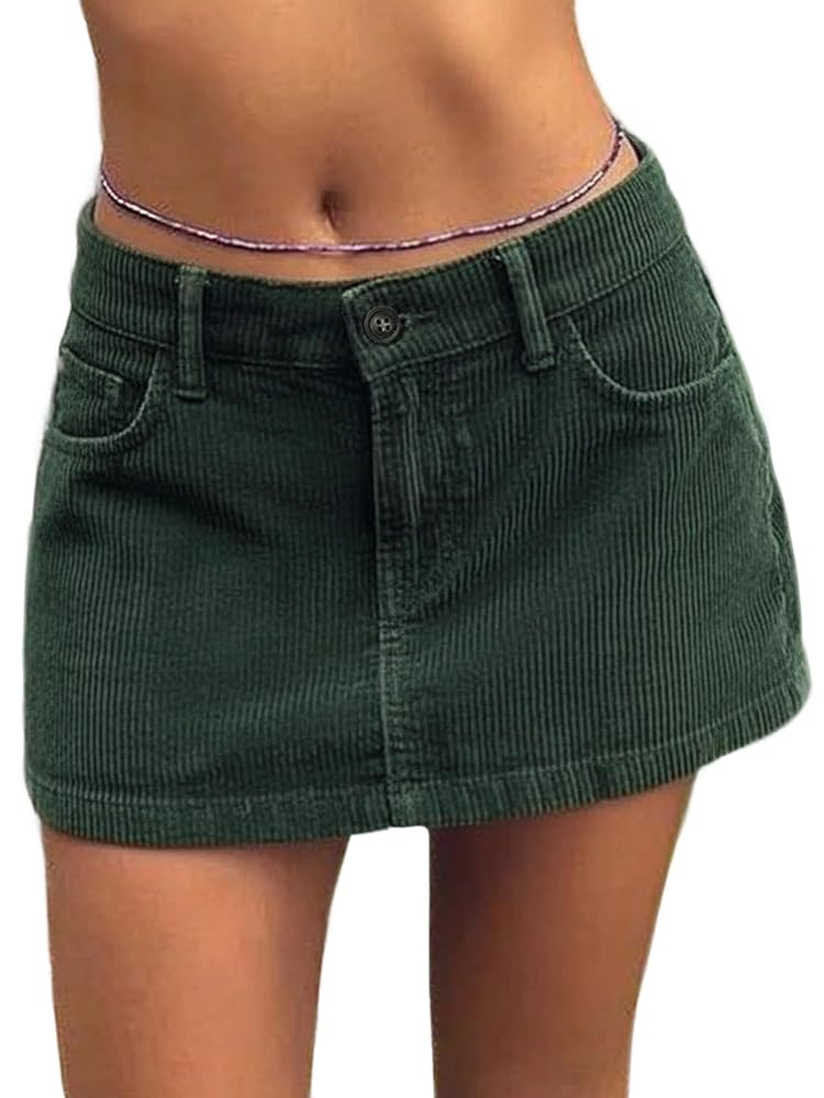Mid Low Rise Corduroy A Line Mini Skirt