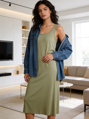 Modal Sleeveless Dress with Built-in Bra