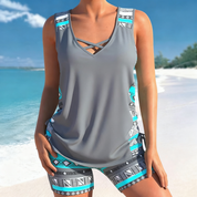 Tankini Swimsuit Set with Adjustable Sides