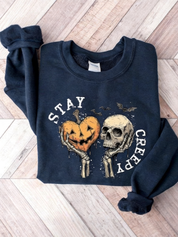 Retro Stay Creepy Halloween Sweatshirt