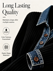 Women's Patchwork Collar Buttons Front Denim Tops