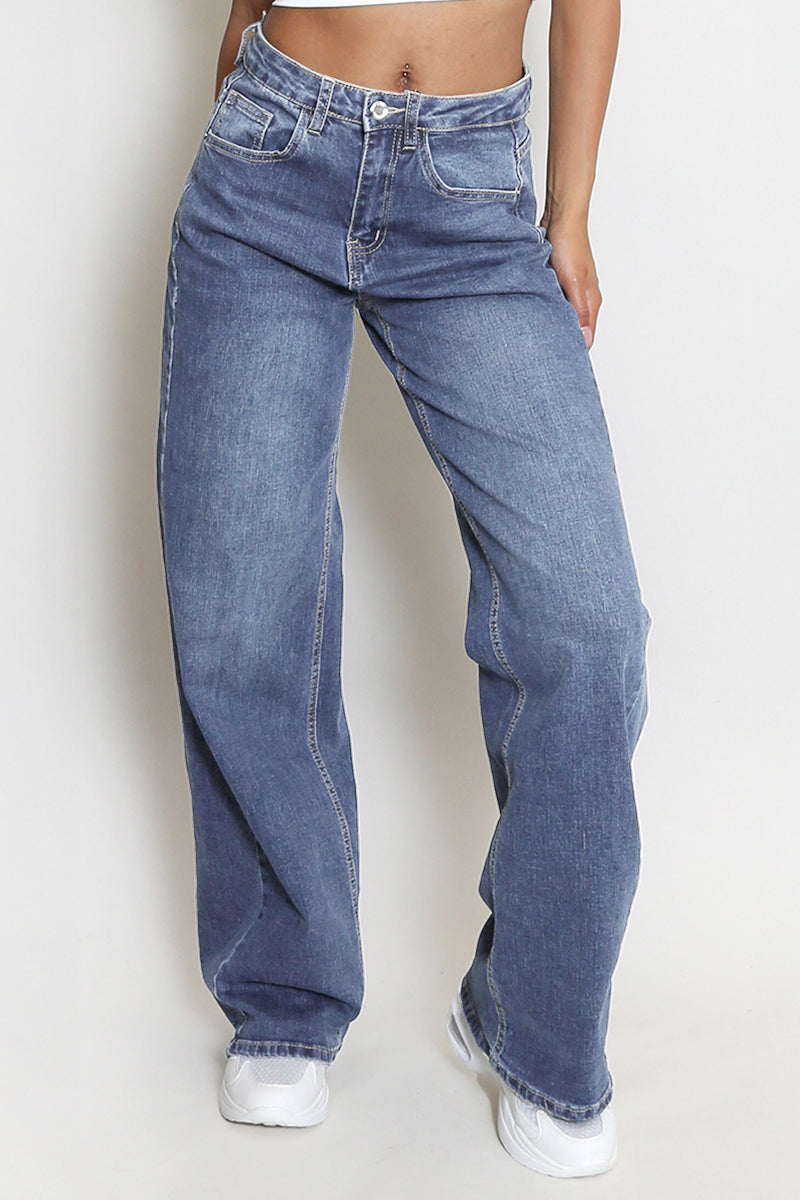 Comfort-Flex Wide Leg Denim Jeans