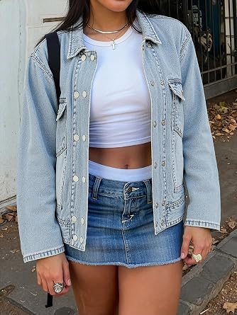 Double-Breasted Long Sleeve Pocket Casual Denim Coat